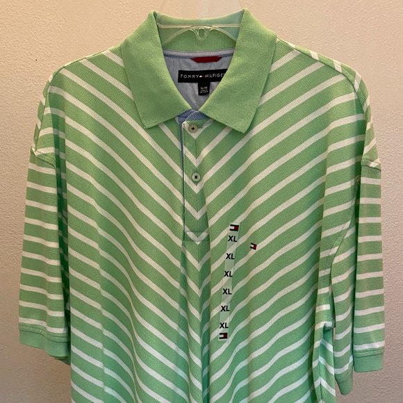 TOMMY HILFIGER XL POLO - VERY UNIQUE SHIRT - GREEN - NEW WITH TAG - Picture 3 of 13